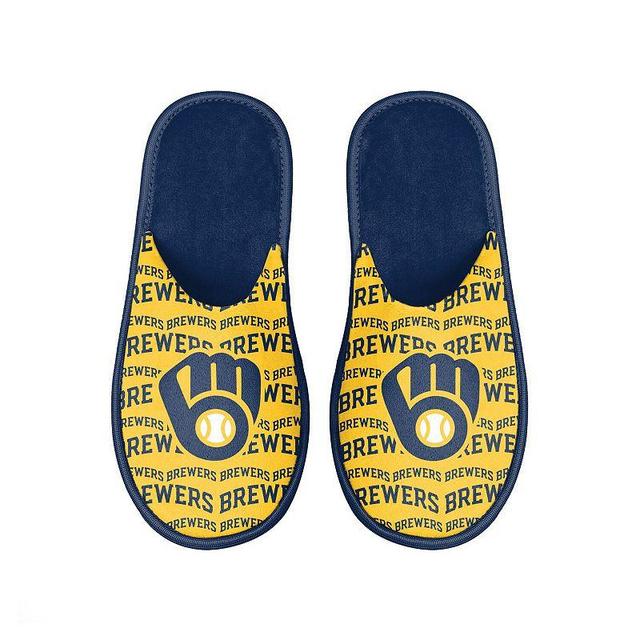 Mens FOCO Milwaukee Brewers Scuff Logo Slide Slippers Blue Product Image