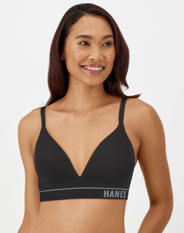 Hanes Originals Womens Smooth Seamless Contour Bralette Black XL Product Image