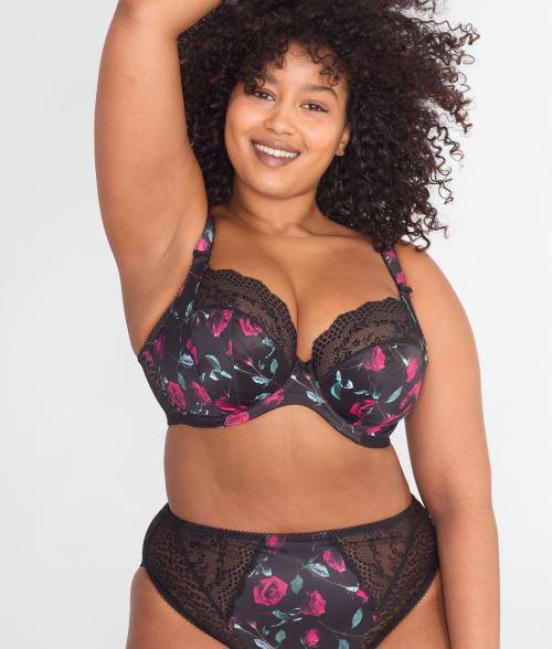 Elomi Lucie Floral Print Full Busted Underwire Stretch Plunge Bra Product Image