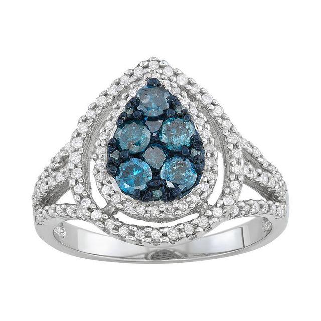 Jewelexcess Sterling Silver 3/4 Carat Blue & White Diamond Ring, Womens Product Image