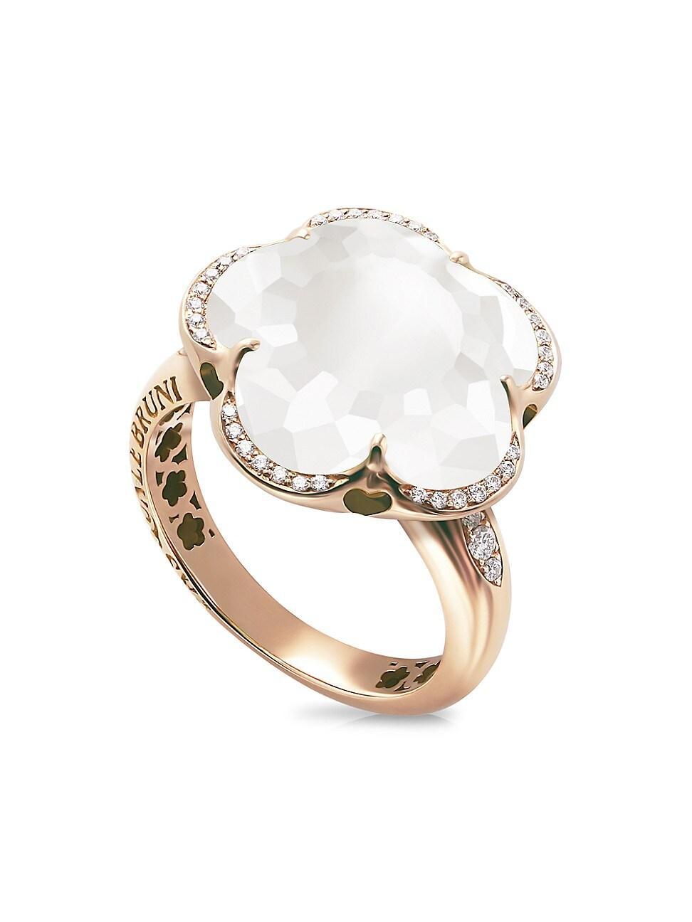 Womens Bon Ton 18K Rose Gold, Milky Quartz & Diamond Ring Product Image