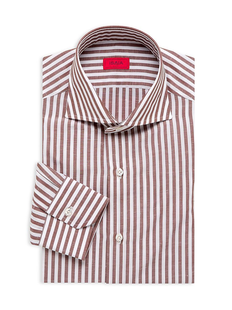 Mens Striped Cotton & Linen-Blend Shirt Product Image