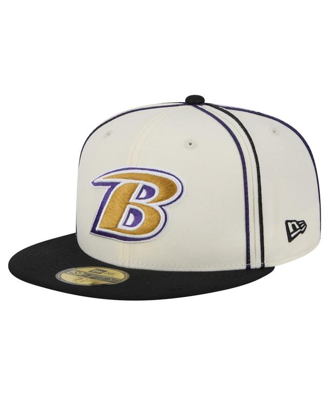 Mens New Era Cream Baltimore Ravens Soutache 59FIFTY Fitted Hat Product Image