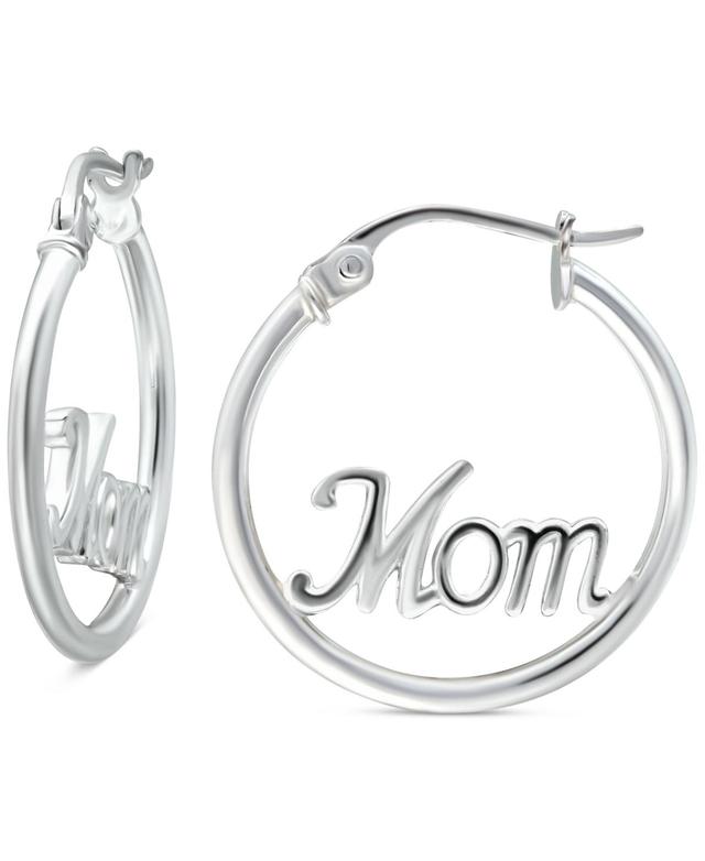 Aleure Precioso Sterling Silver Mom Center Hoop Earrings, Womens Product Image