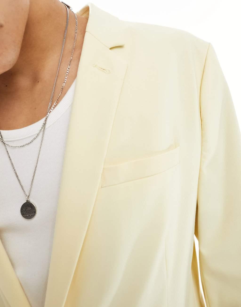 ASOS DESIGN oversized blazer in pale yellow Product Image