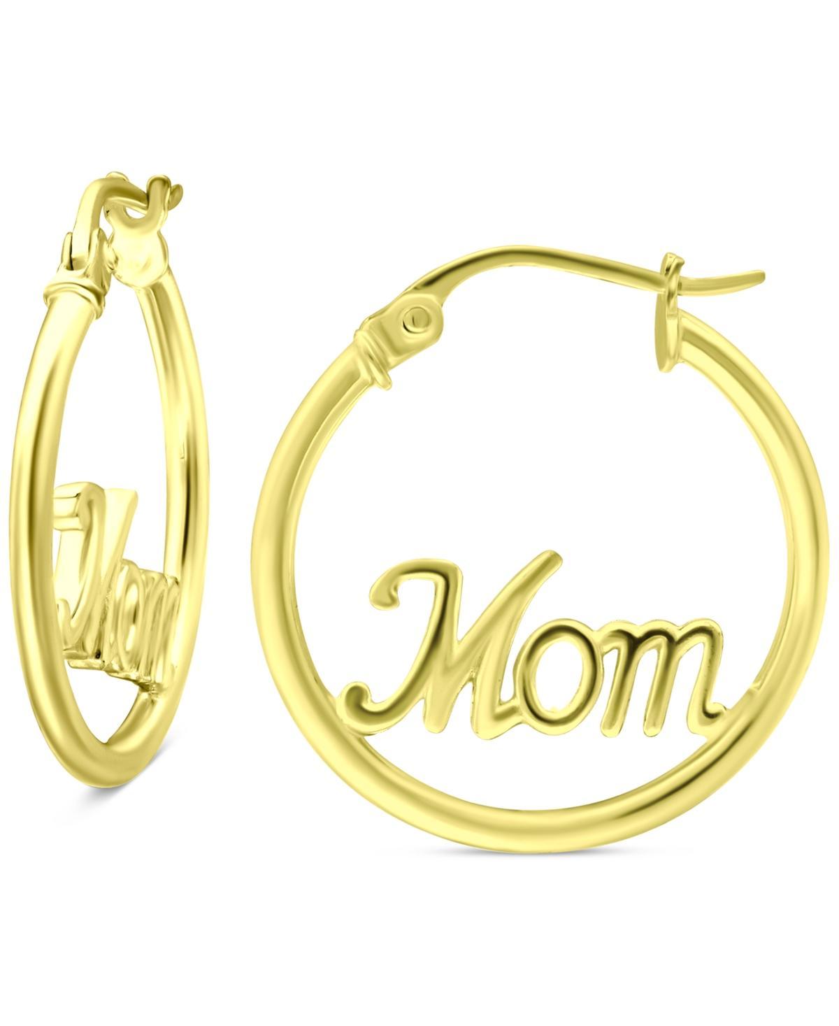 Aleure Precioso Sterling Silver Mom Center Hoop Earrings, Womens, Gold Tone Product Image