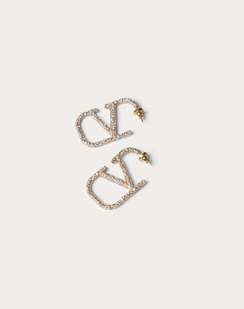 VLOGO SIGNATURE EARRINGS IN METAL AND SWAROVSKI® CRYSTALS.  Product Image