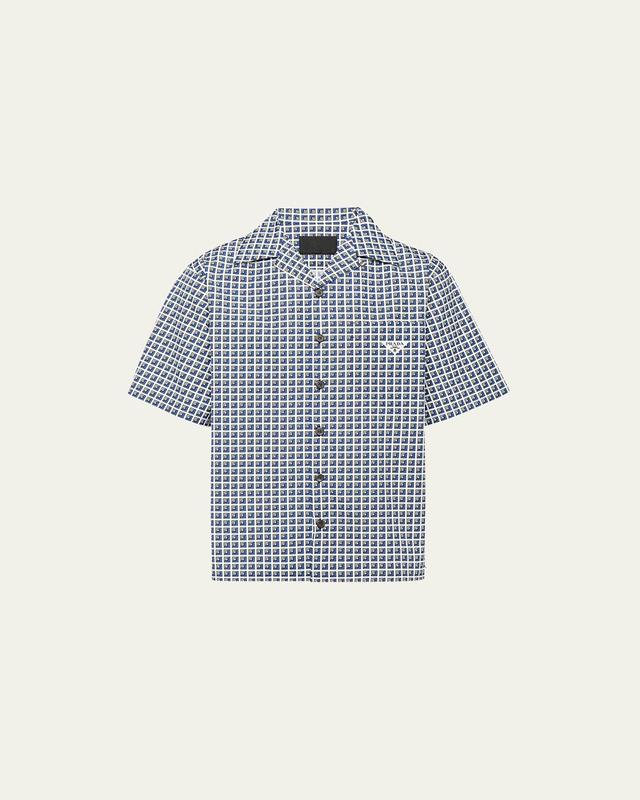 Mens Geometric Poplin Camp Shirt Product Image