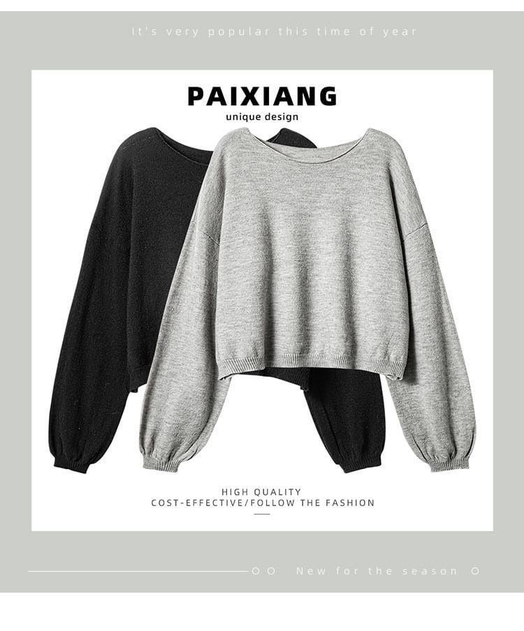 Crew Neck Plain Sweater Product Image