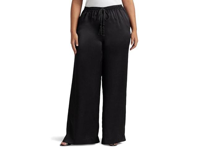 LAUREN Ralph Lauren Plus Size Charmeuse Wide-Leg Pants Women's Casual Pants Product Image