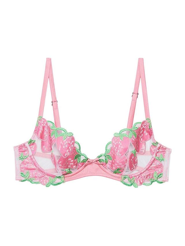 Womens Strawberry Embroidery Demi Bra Product Image