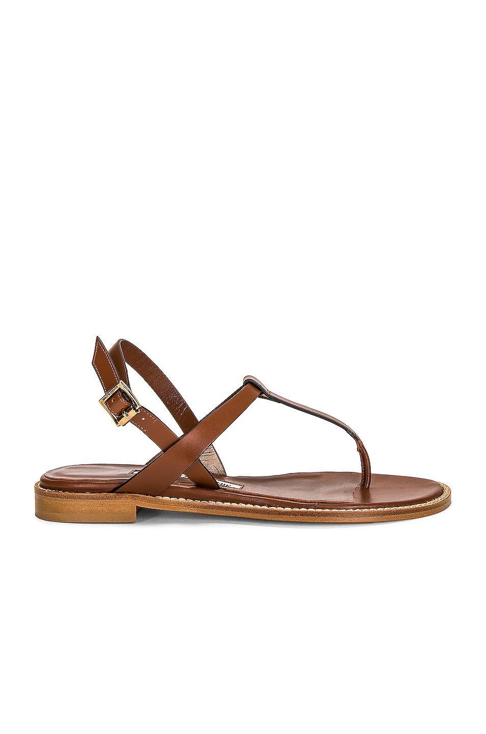 Manolo Blahnik Leather Hata 10 Sandal in Brown - Brown. Size 36 (also in 37.5, 38, 38.5, 39, 41). Product Image