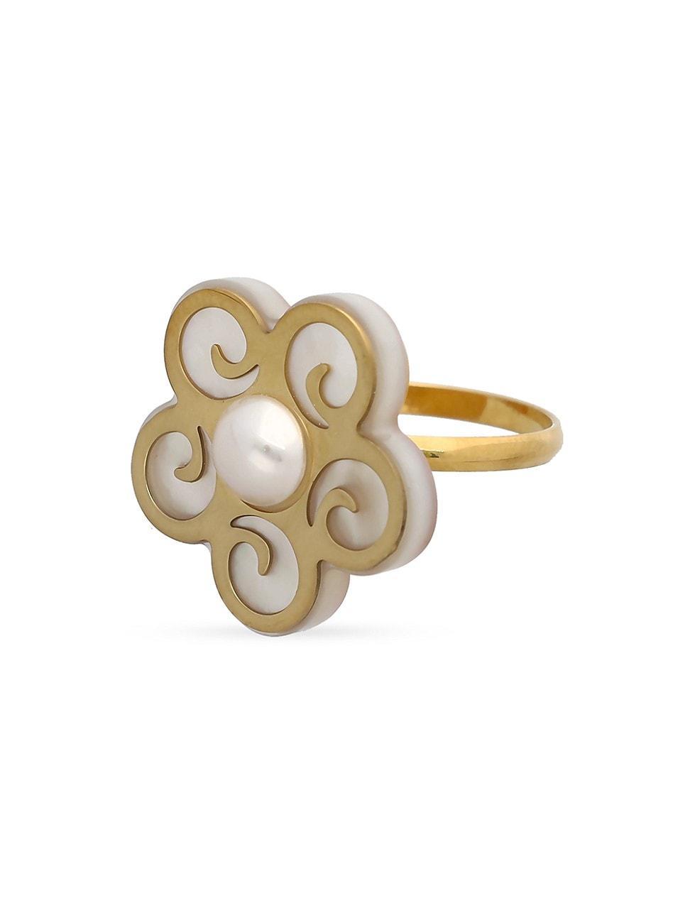 Womens Roxana 18K Gold-Plated Silver & Faux Mother-Of-Pearl Ring Product Image