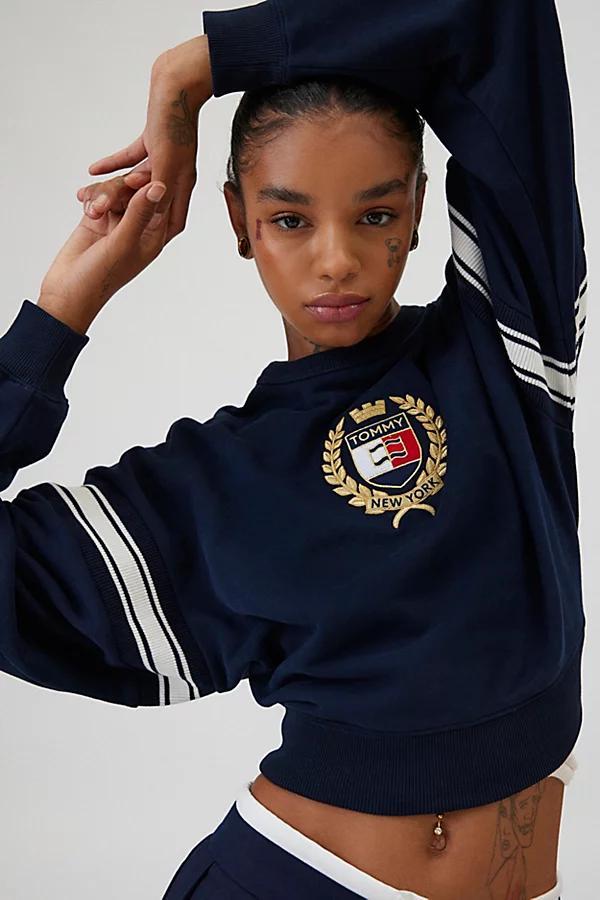 Tommy Jeans New York Crest Boxy Crewneck Pullover Top Womens at Urban Outfitters Product Image