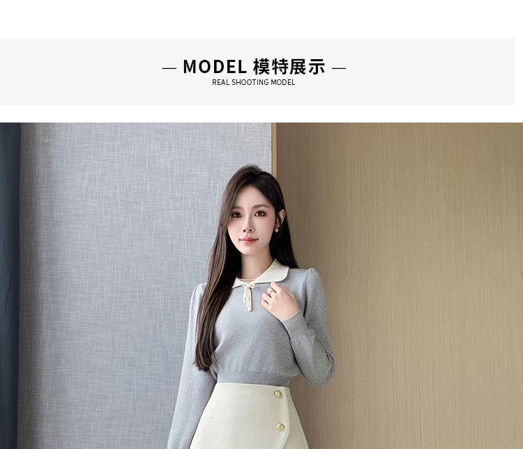 High Waist Plain Asymmetrical Slit Button Front Skort Product Image