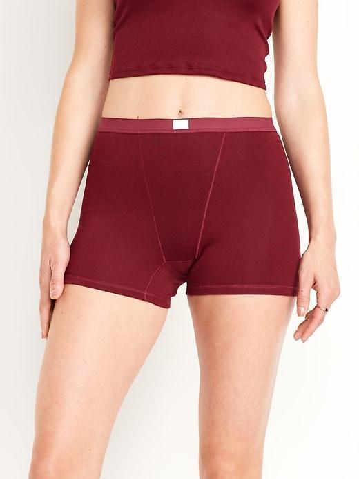 High-Waisted Ribbed Boyshort Briefs -- 3-inch inseam Product Image