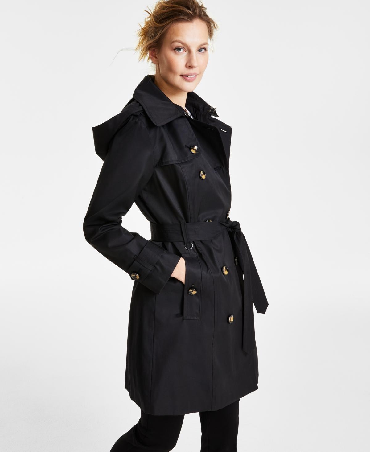 Women's Hooded Double-Breasted Trench Coat Product Image