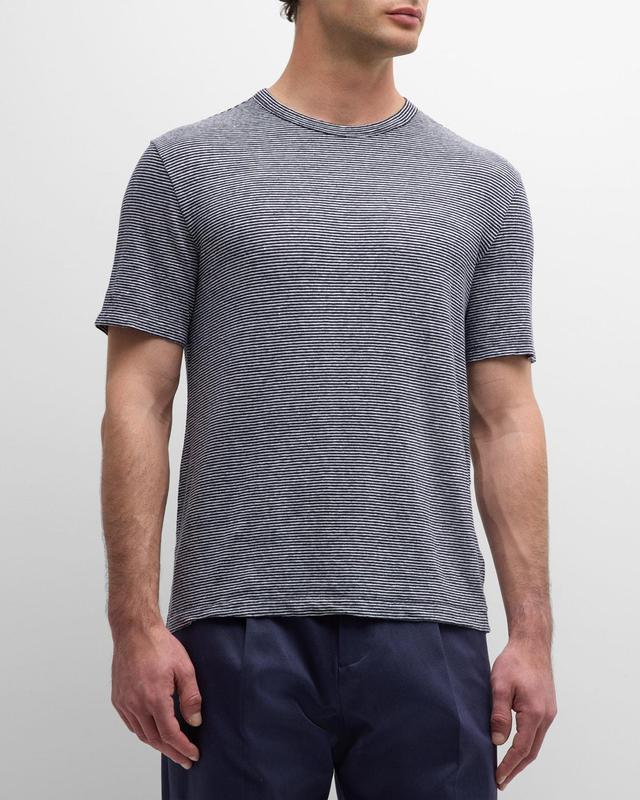 Mens Striped Linen T-Shirt Product Image