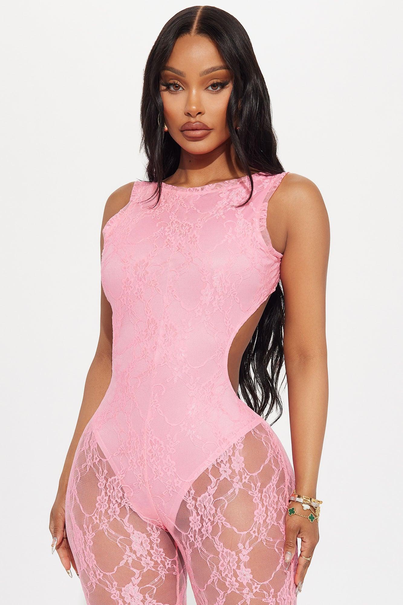 Make It To Forever Lace Jumpsuit  - Pink Product Image