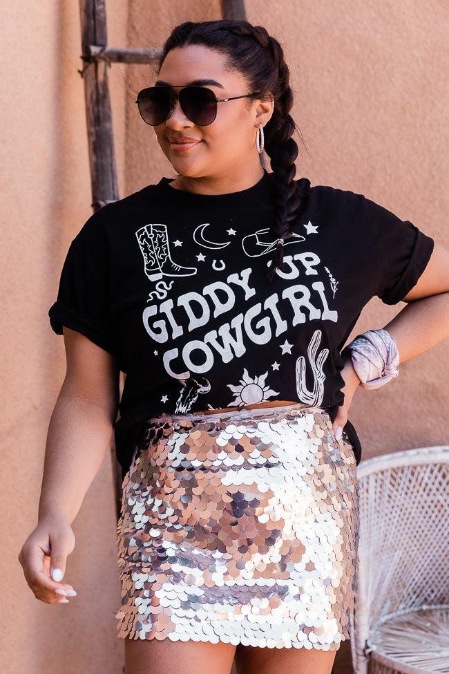 Giddy Up Black Oversized Graphic Tee Product Image