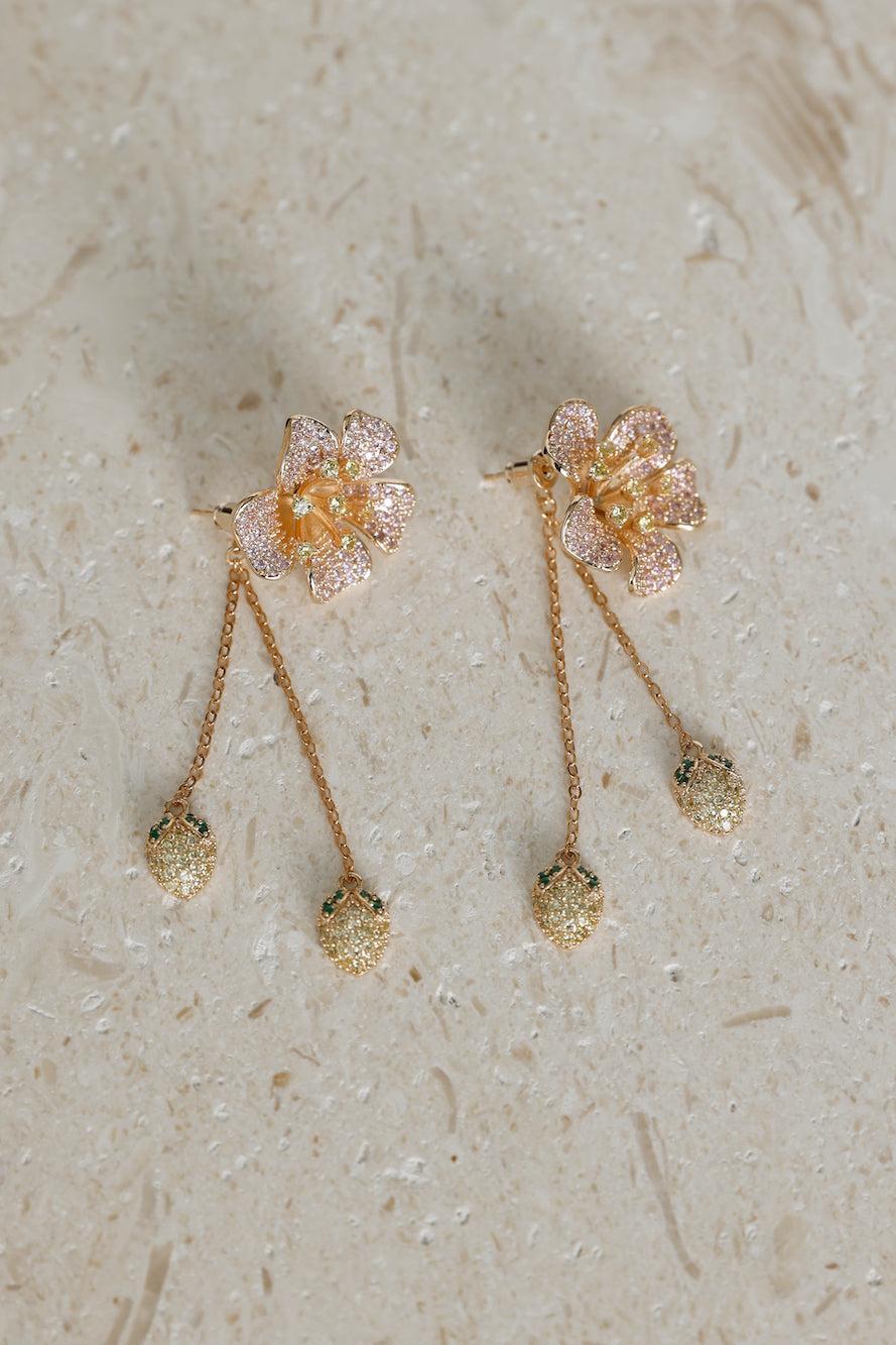 18k Gold Plated Floral Sparklers Earrings Gold Product Image