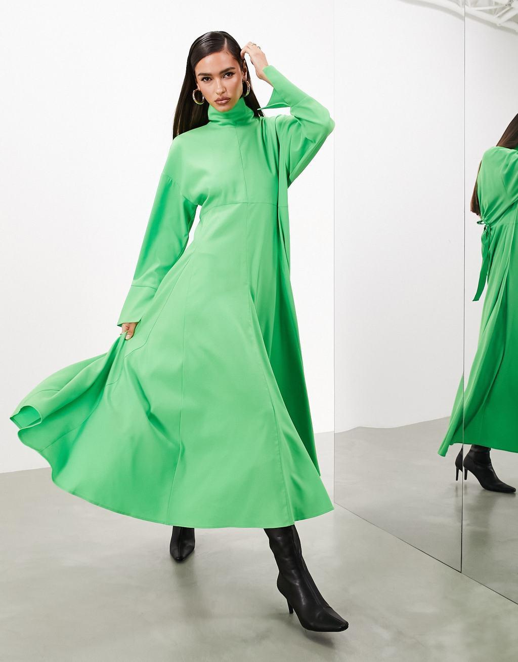 ASOS EDITION high neck long sleeve ruched back detail dress Product Image