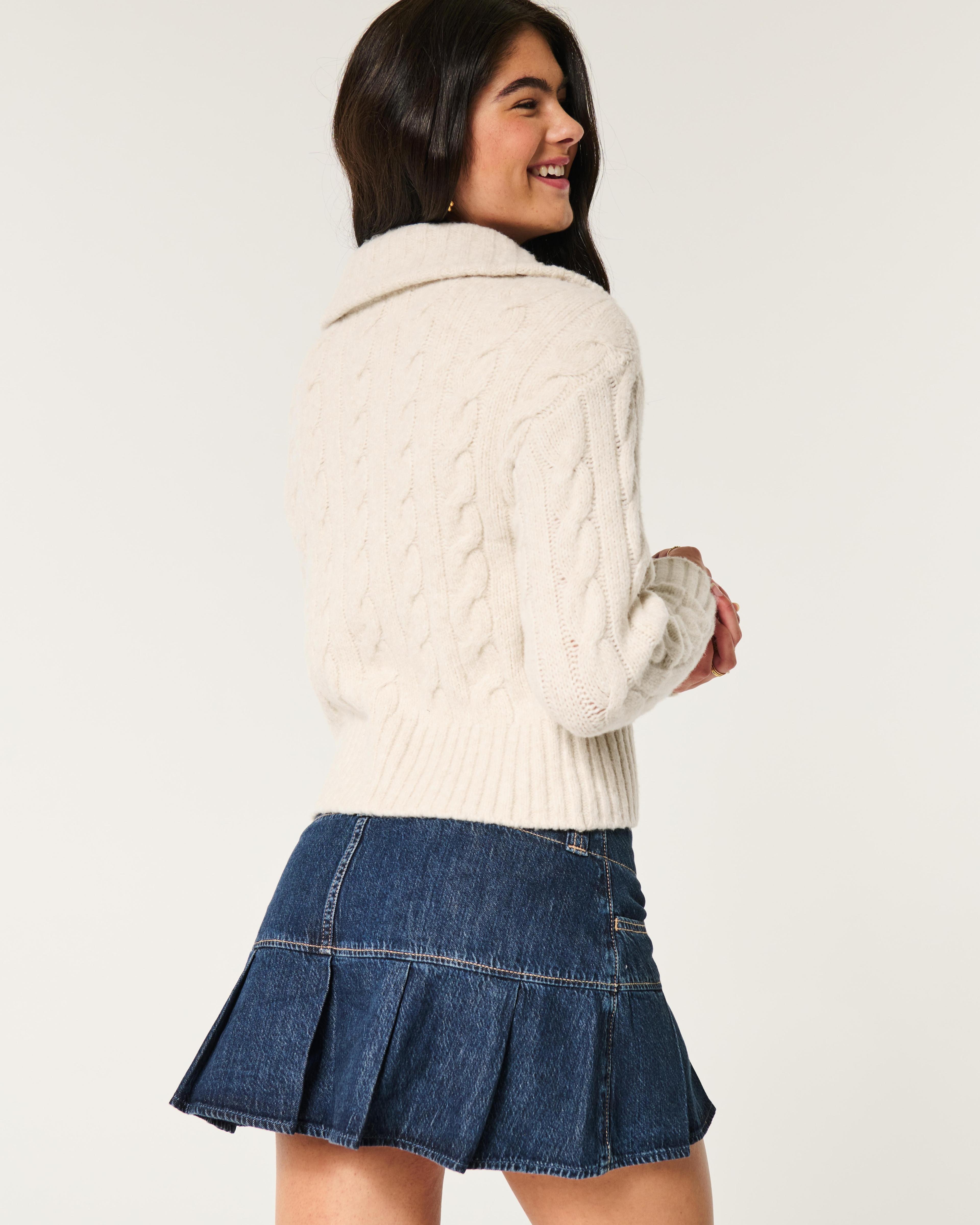 Hollister Comfy Cloud Zip-Up Cable-Knit Sweater Product Image