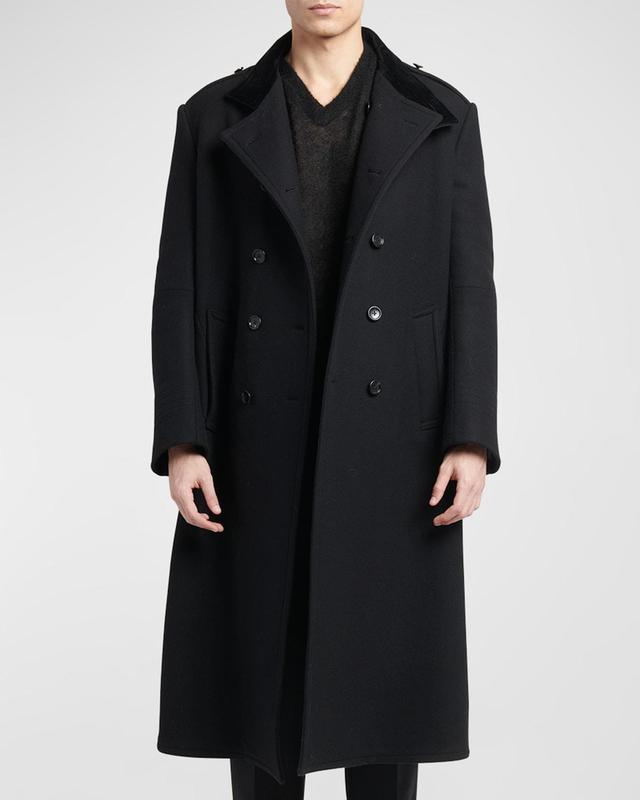 Mens Double-Breasted Funnel Overcoat Product Image