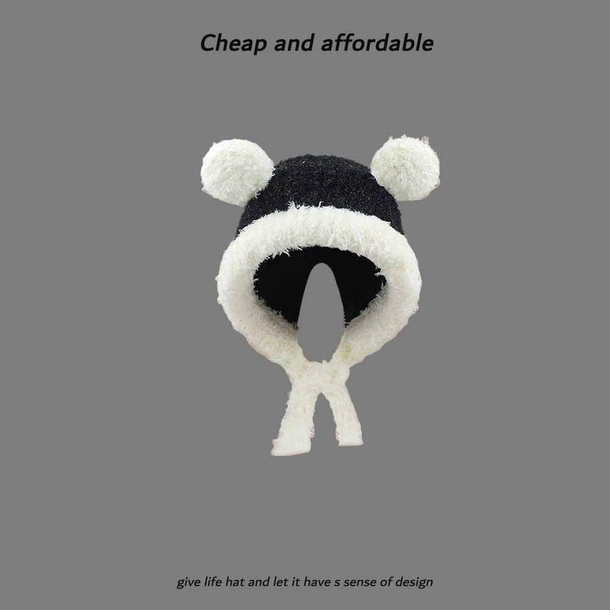 Pom Pom Two Tone Trapper Hat Product Image