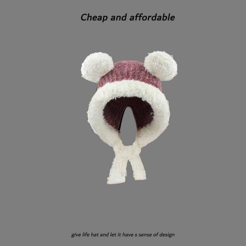 Pom Pom Two Tone Trapper Hat product image