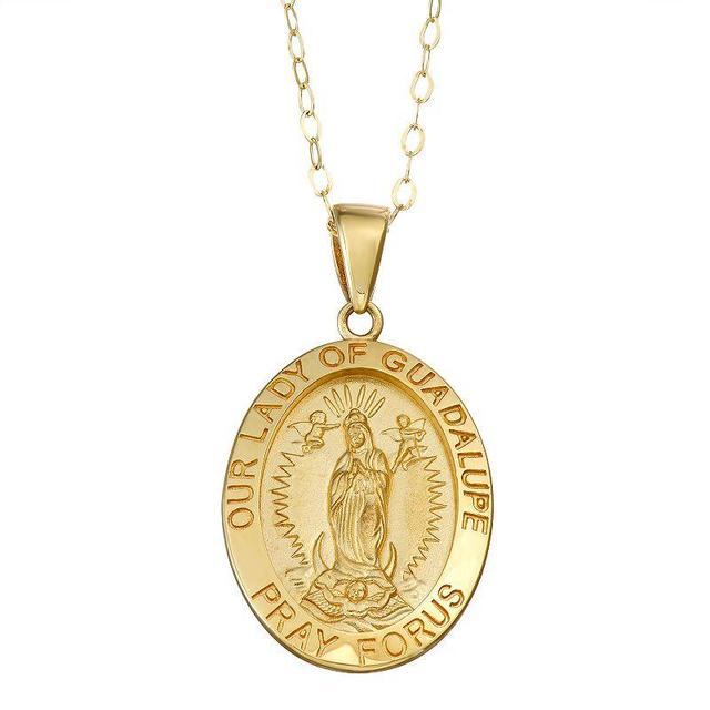 14k Gold Lady of Guadalupe Medal Pendant Necklace, Womens Product Image