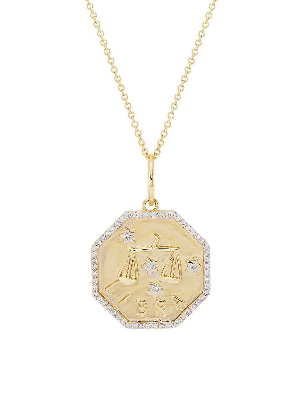 Womens 14K Yellow Gold & 0.2 TCW Diamond Zodiac Pendant Necklace Product Image