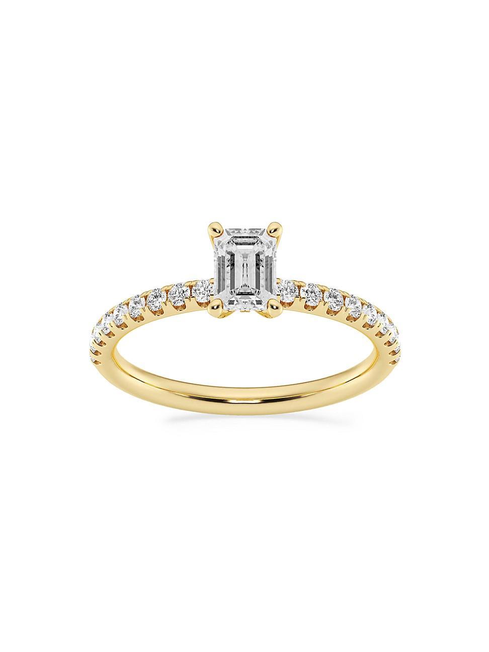 Womens 14K Yellow Gold & Emerald-Cut Lab-Grown Diamond Hidden Halo Ring/0.80-3.41 TCW Product Image