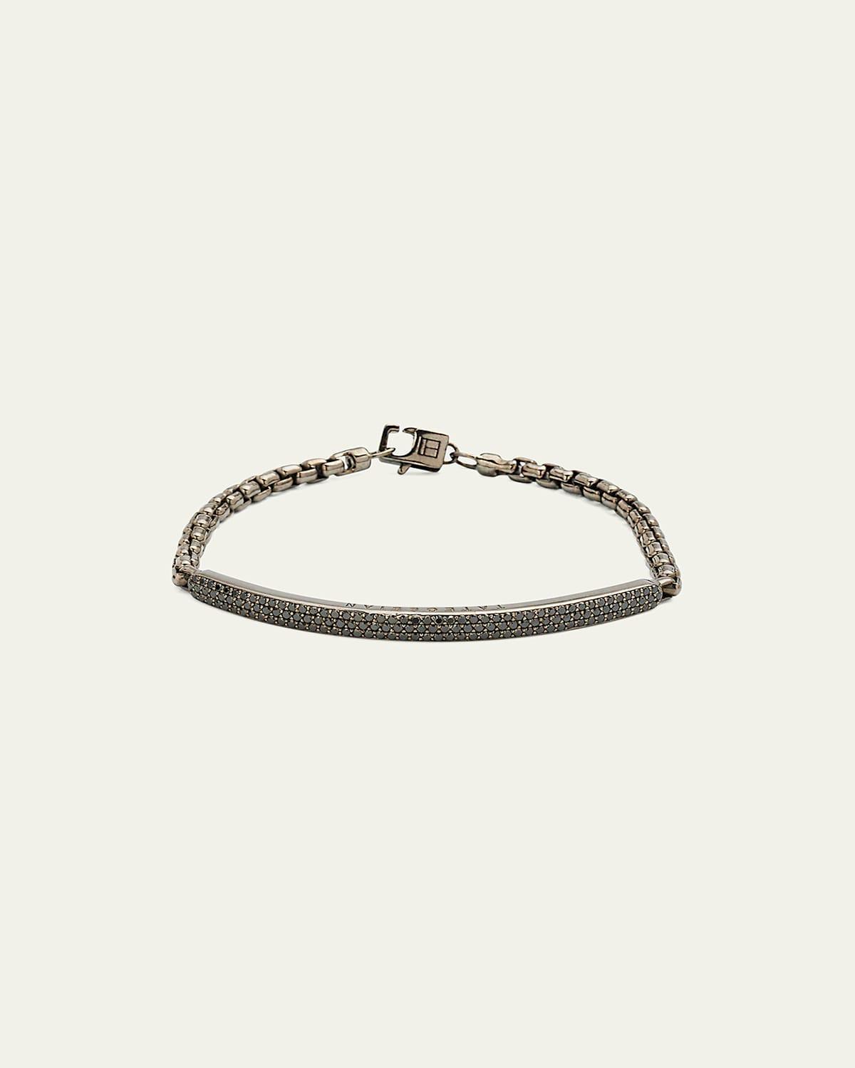 Tateossian Men's Pavé Black Diamond Chain Bracelet, Large - Size: LARGE - SILVER Product Image