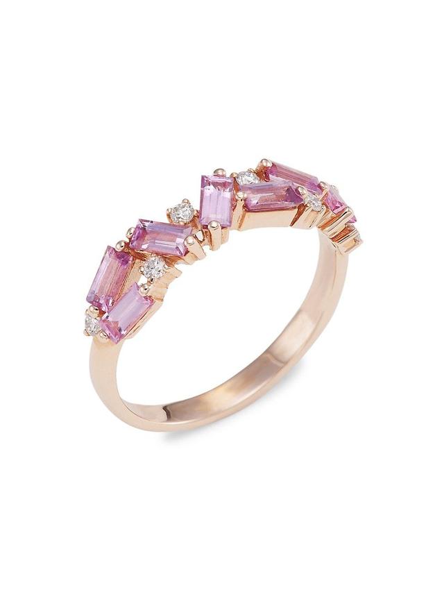 Womens 14K Rose Gold, Pink Sapphire & Diamond Ring Product Image