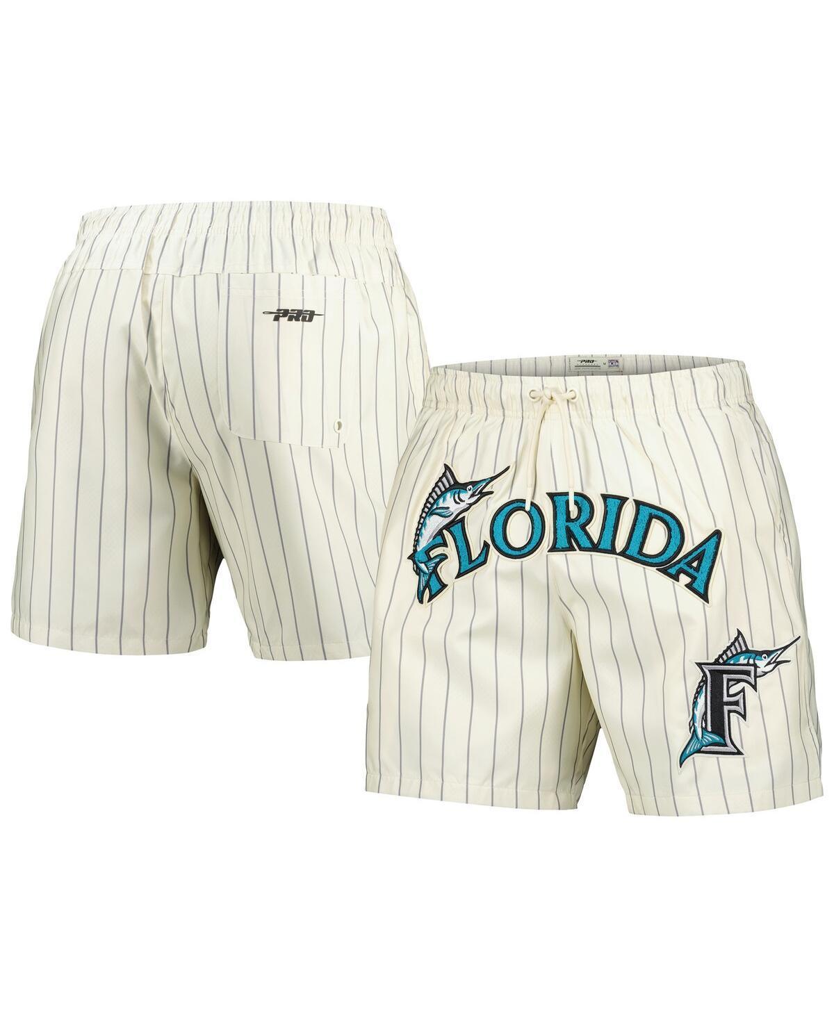 Pro Standard Mens Cream Florida Marlins Cooperstown Collection Pinstripe Retro Classic Woven Shorts Product Image