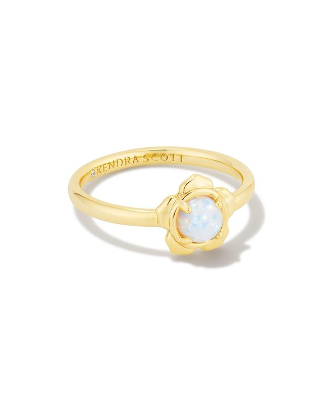 Scott Kendra Scott Susie Gold Band Ring in Bright White   Kyocera Opal Product Image