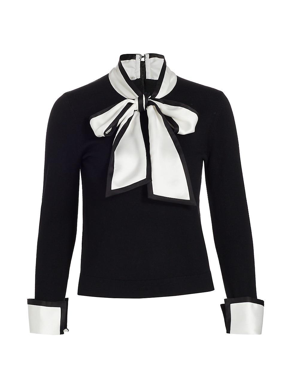 Womens Justina Combination Wool Bow Sweater Product Image