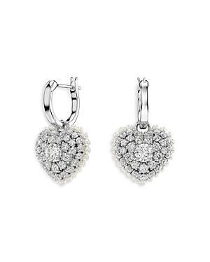 Womens Idyllia Rhodium-Plated & Swarovski Crystal Heart Pendant Necklace & Earrings Set Product Image