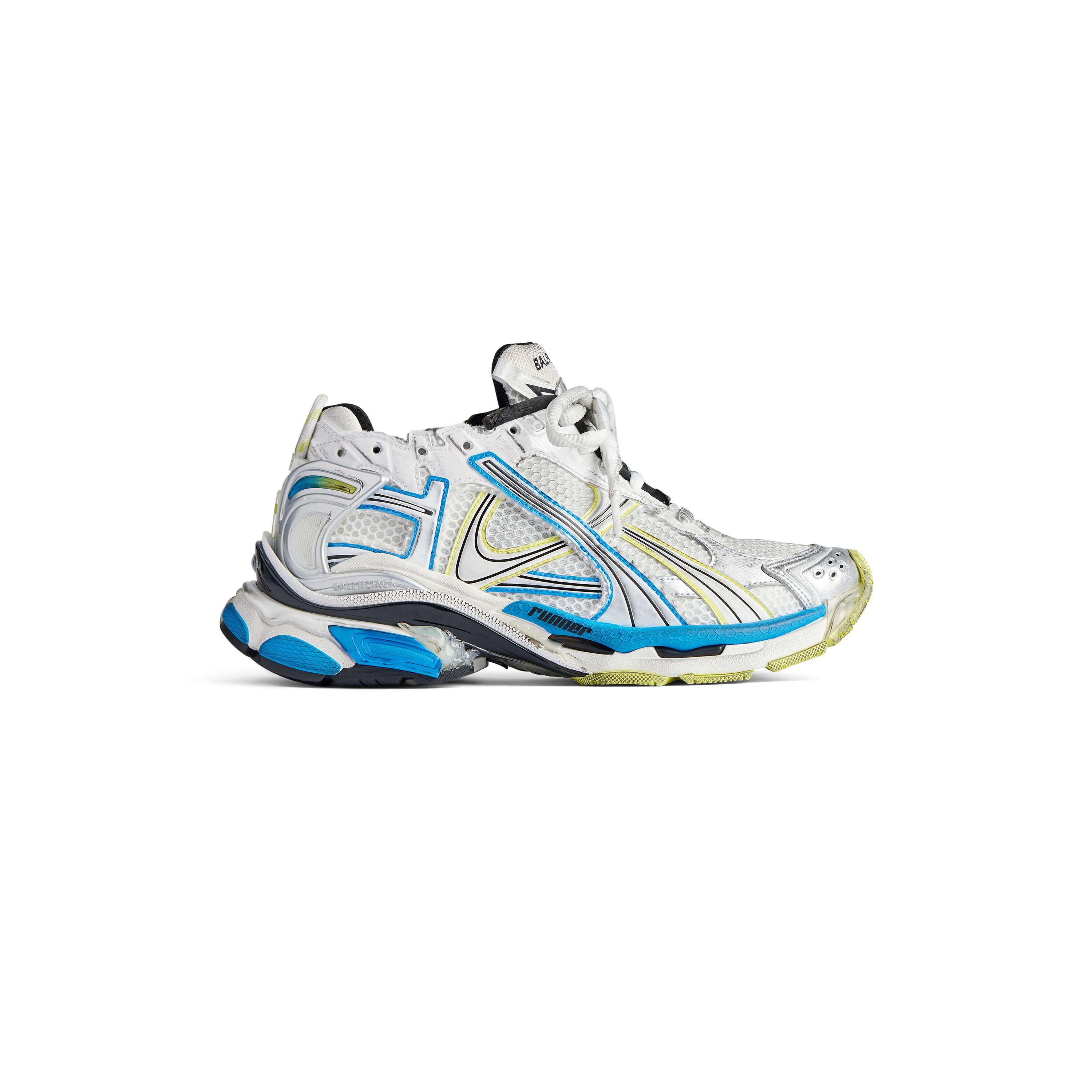 Men's Runner Sneaker  in White/yellow/blue Product Image