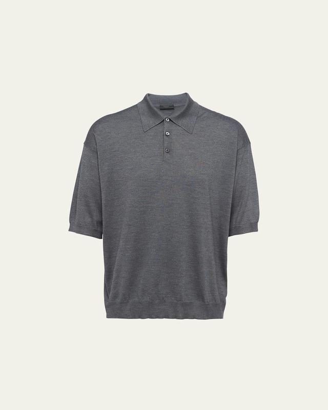 Mens Silk Knit Polo Shirt Product Image