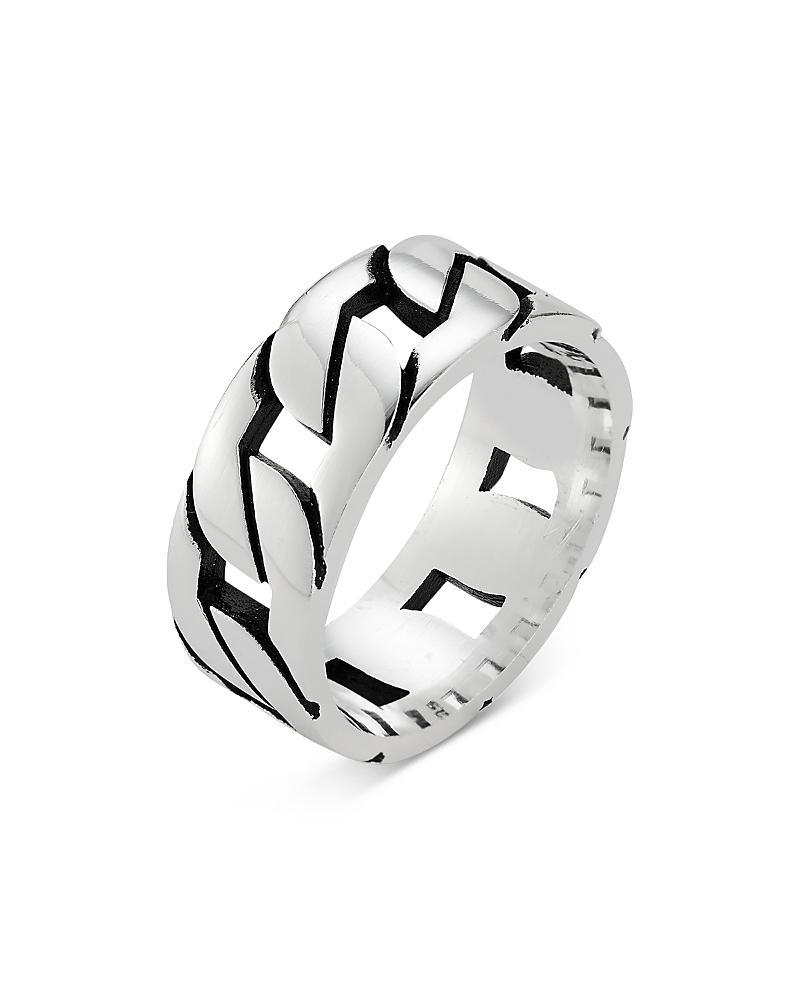 YIELD OF MEN Rhodium Plated Sterling Silver Curb Ring Product Image