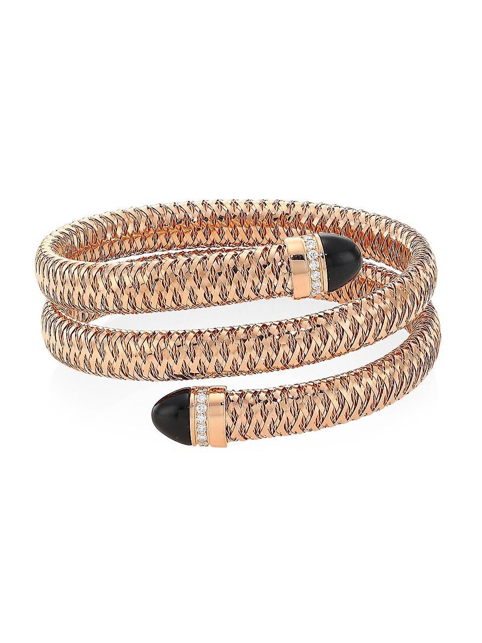 Womens Primavera 18K Rose Gold, Black Jade & 0.24 TCW Diamond Wrap Bracelet Product Image