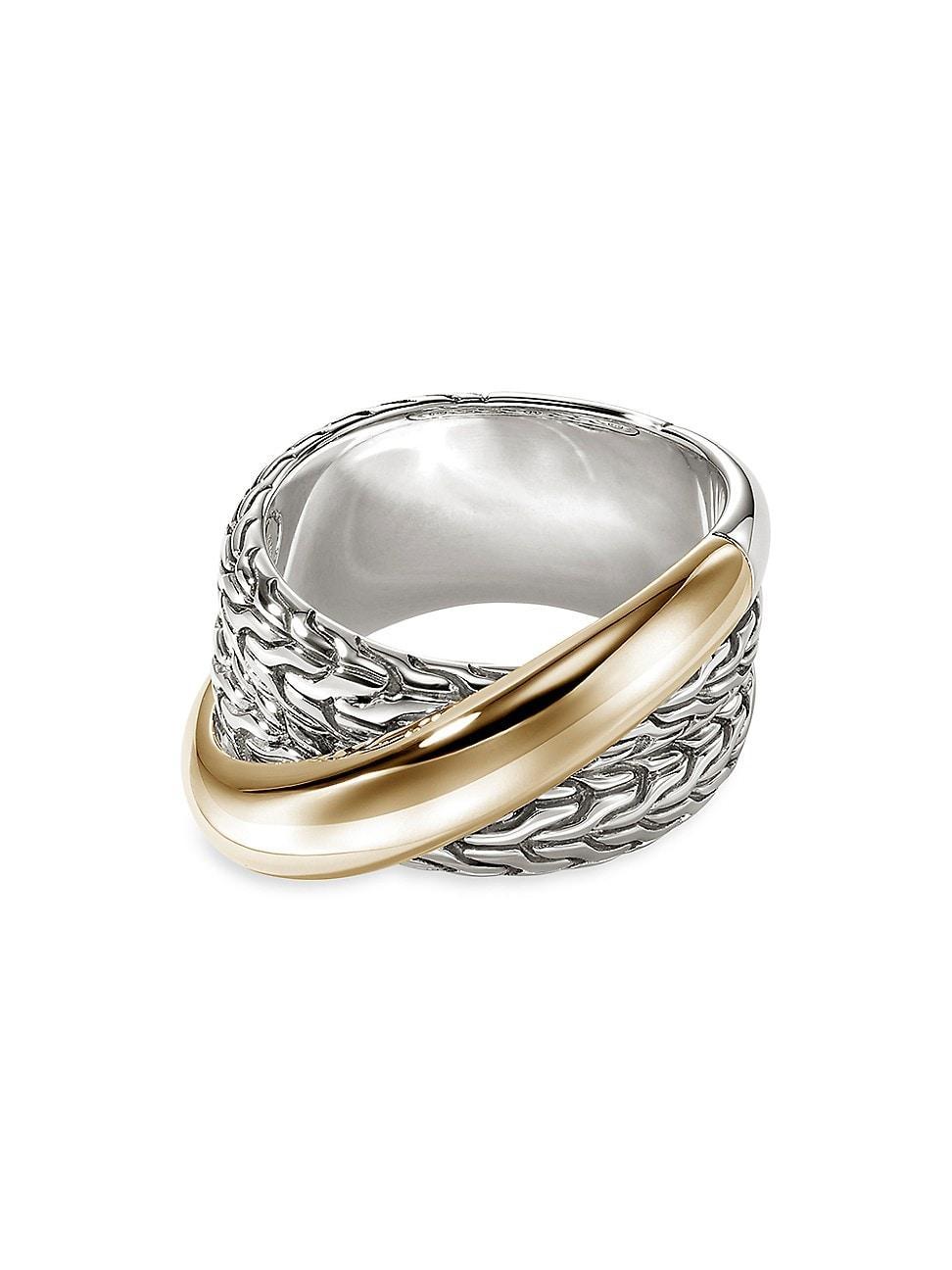 Womens JH Essentials Crossover 14K Yellow Gold & Sterling Silver Band Ring Product Image