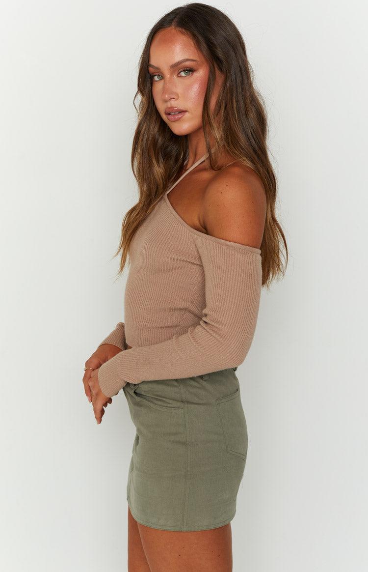 Back For You Light Brown Off Shoulder Top Product Image