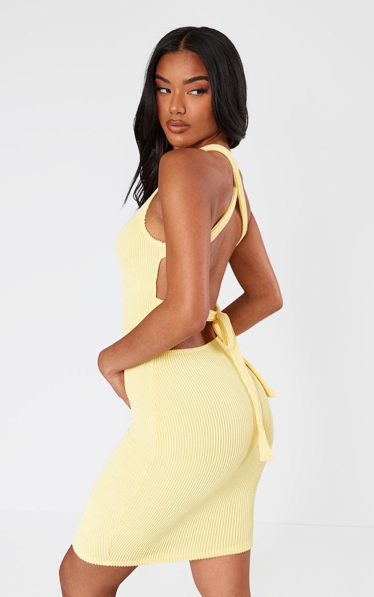 Yellow Textured Bodycon Dress Product Image