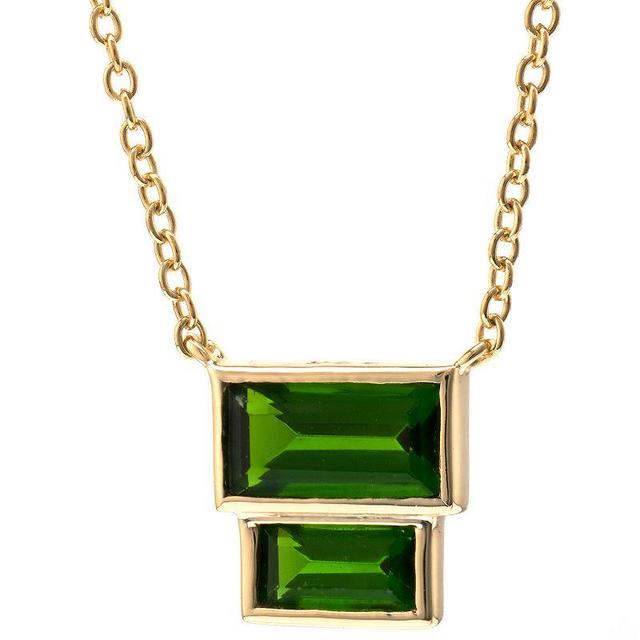 Gemistry 14k Gold Over Silver Chrome Diopside Pendant Necklace, Womens Gold Tone Product Image