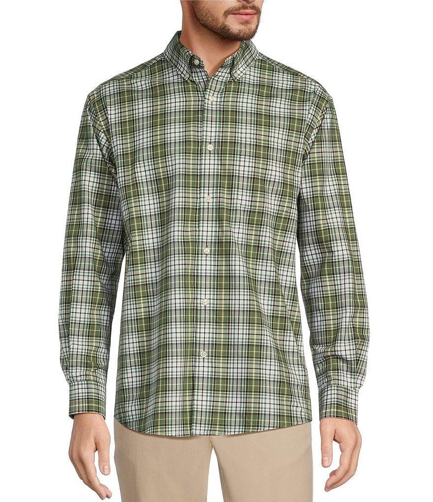 Roundtree & Yorke Long-Sleeve Soft Touch Poplin Medium Plaid Sport Shirt Product Image