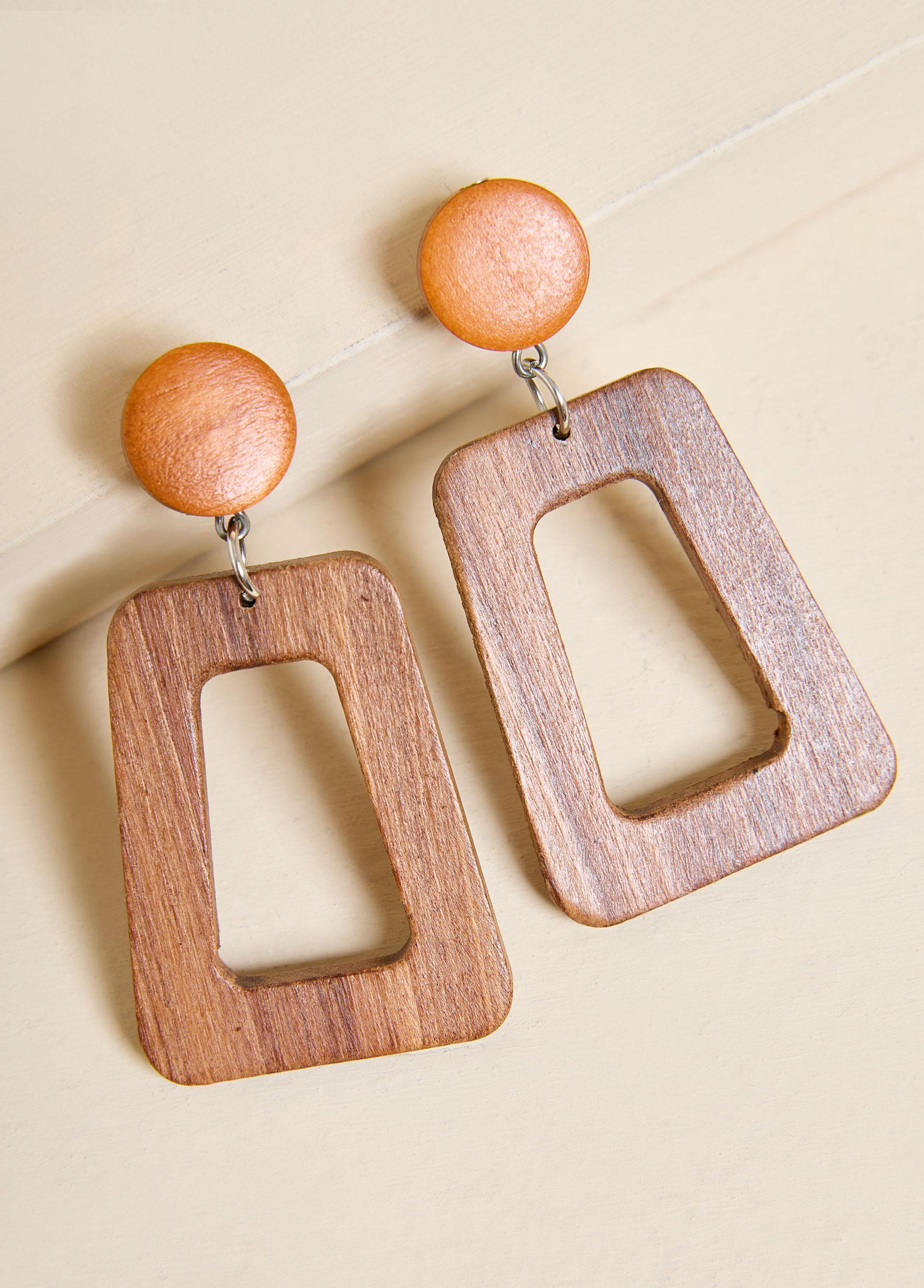 Wood Drop Earrings Product Image