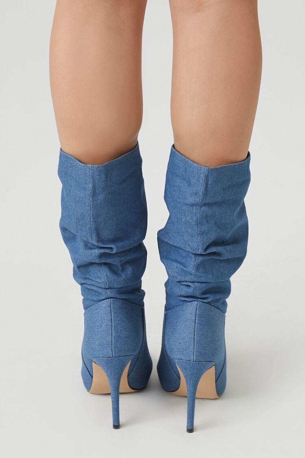 Ruched Denim Stiletto Boots | Forever 21 Product Image